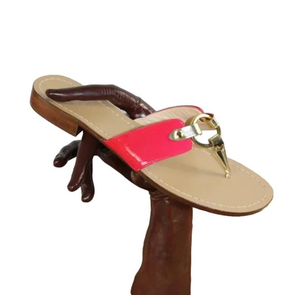 Kate Spade New York Pink And Gold Patent Slip-On Thong Style Sandal, Siz… - Picture 4 of 8